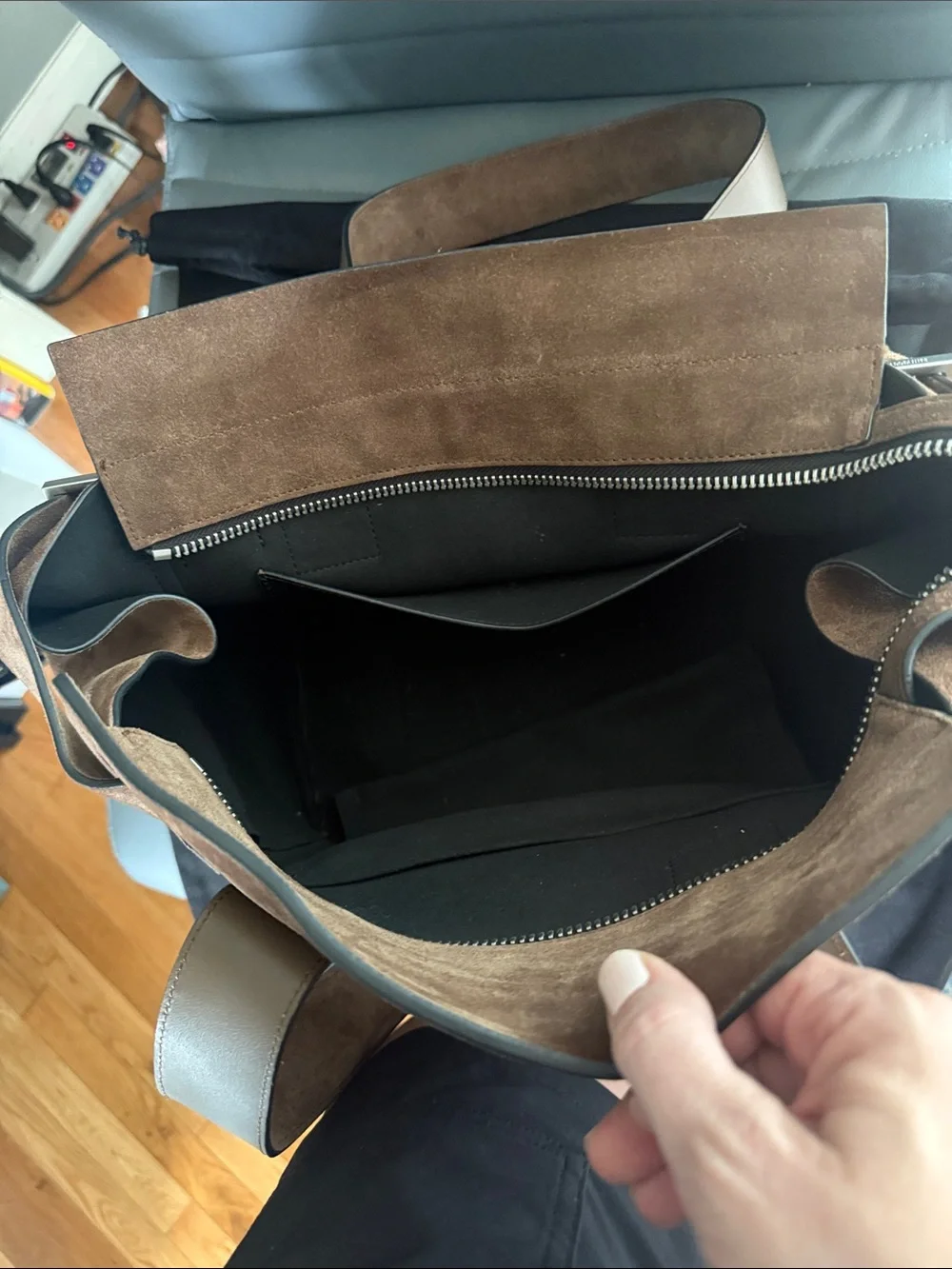 All Saints suede exterior